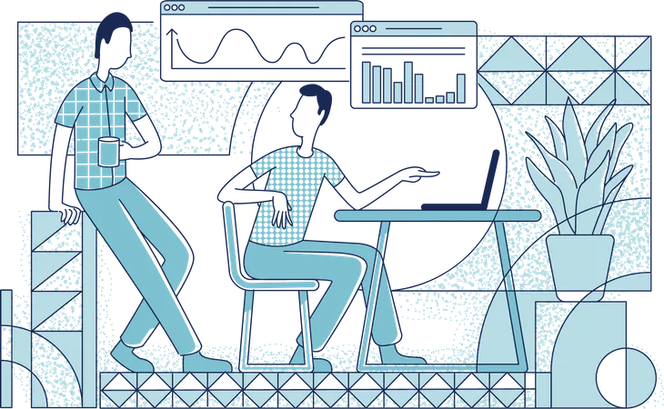 Analyste commercial expliquant les statistiques commerciales  Illustration