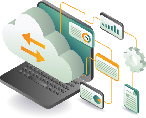 Analyste de transfert de serveur cloud et de produits numériques  Illustration