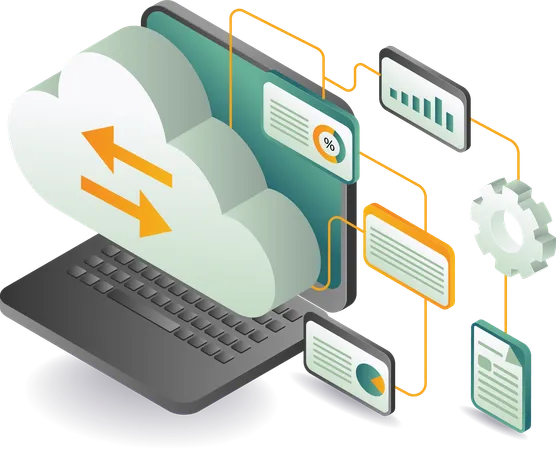 Analyste de transfert de serveur cloud et de produits numériques  Illustration