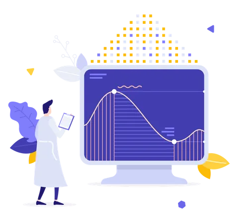 Analyste masculin effectuant une analyse statistique  Illustration