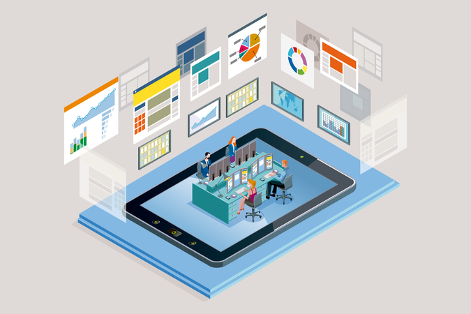 Analysten, die remote arbeiten  Illustration