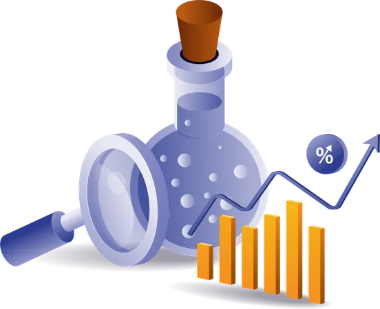 Analytical laboratory experiment bottle  Illustration