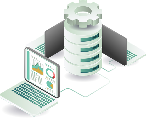 Analytical server computer network  Illustration