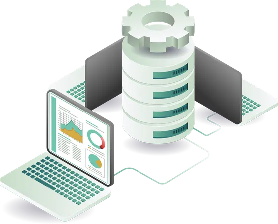 Analytical server computer network  Illustration