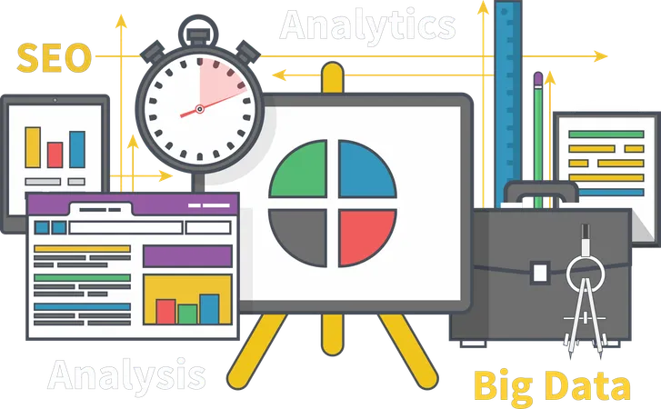 Analytics chart presentation  Illustration