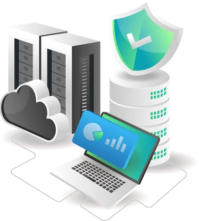 Análise de dados e segurança do servidor em nuvem  Ilustração