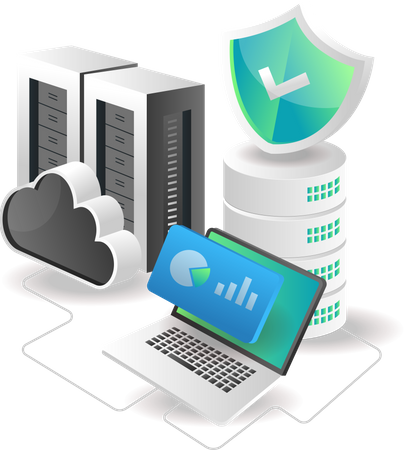 Analytics cloud server data and security Illustration