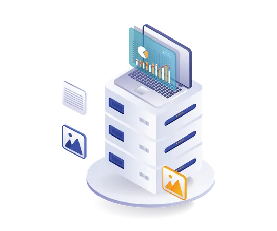 Analytics computer server  Illustration