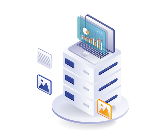 Analytics computer server  Illustration