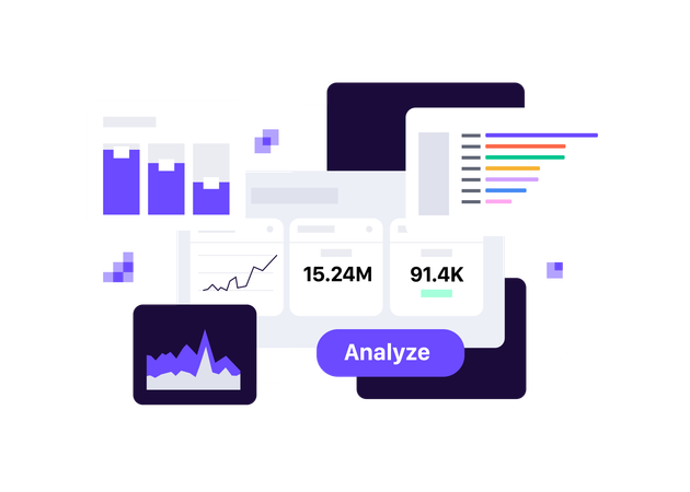 Analytics dashboard with graphs charts and traffic statistics  Illustration
