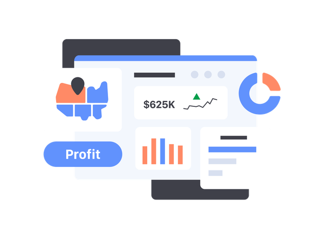 Analytics dashboard with graphs charts and traffic statistics  Illustration