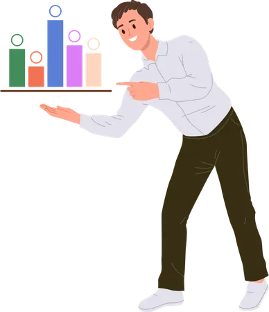 Analytics financial consultant presenting functional benchmarking evaluation  Illustration