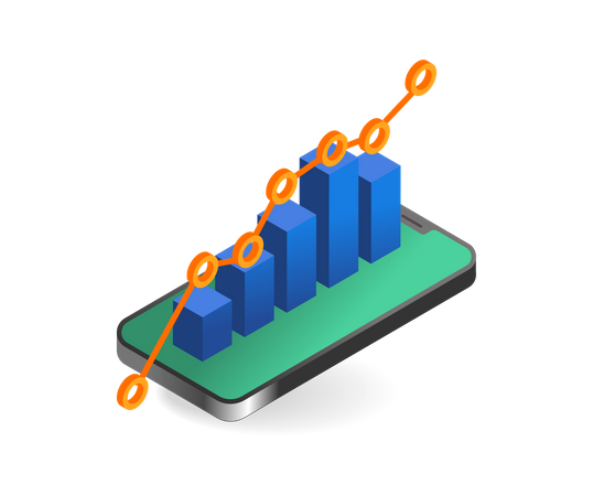 Analytics graph on smartphone Illustration