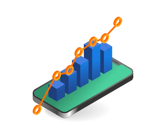 Analytics graph on smartphone Illustration