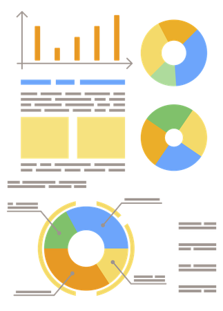 ビジネスレポート用の分析グラフィック  イラスト