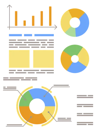 ビジネスレポート用の分析グラフィック  イラスト