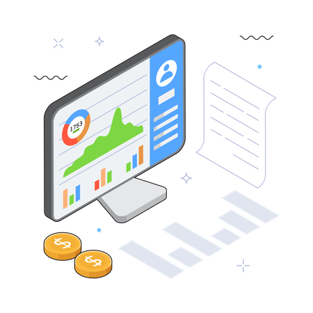 Analytics with Financial Summary  Illustration