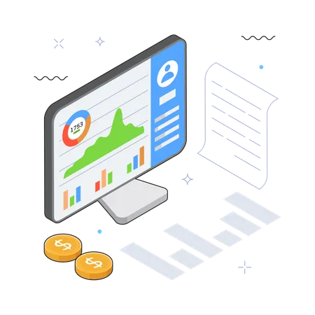 Analytics with Financial Summary  Illustration