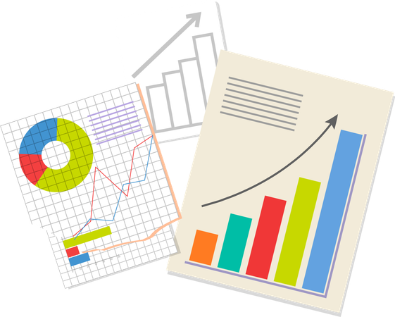 Analytik vor hellblauem Hintergrund  Illustration