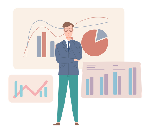 Analytik durch Geschäftsmann  Illustration