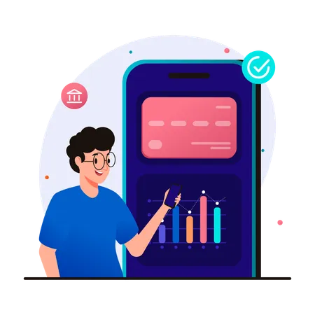 Analyze business statistics and financial data  Illustration