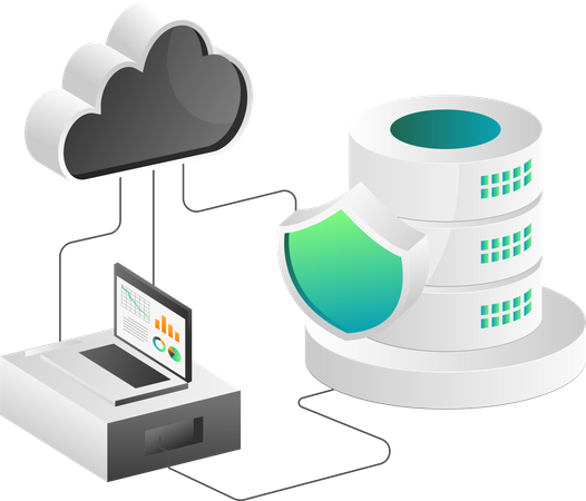 Analyze cloud server database  Illustration