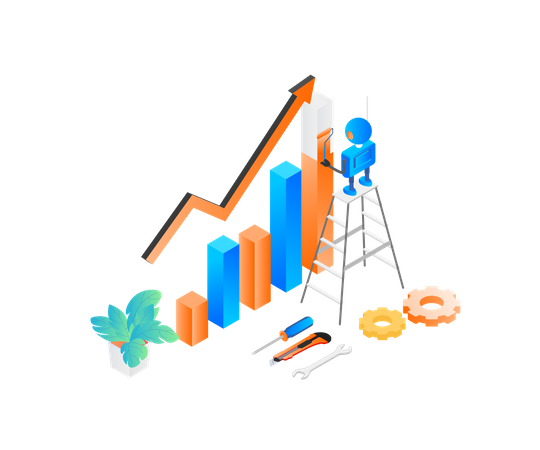 Analyze growth graph by robot  イラスト