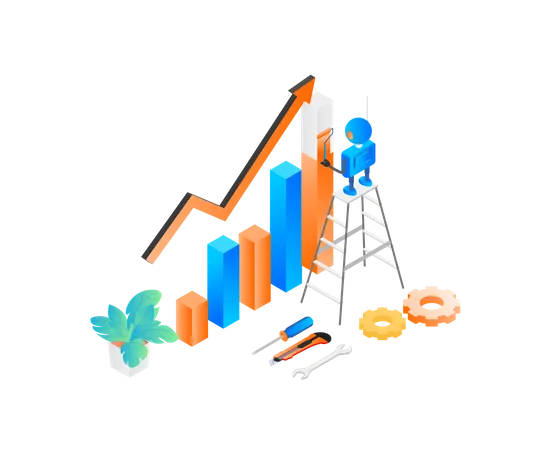 Analyze growth graph by robot  Illustration