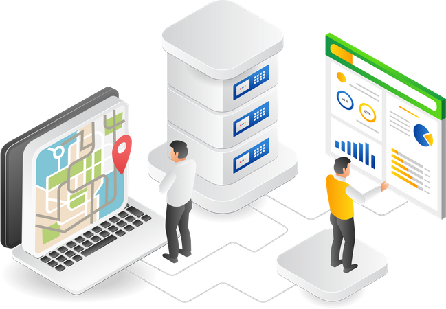 Analyze server map data  Illustration