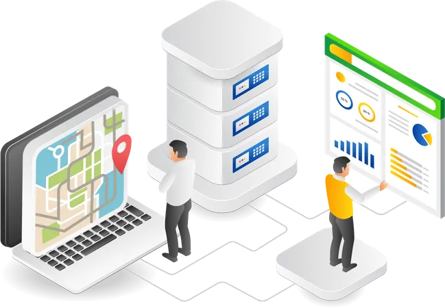 Analyze server map data  Illustration