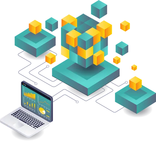 Analyzing blockchain technology for businesses  Illustration