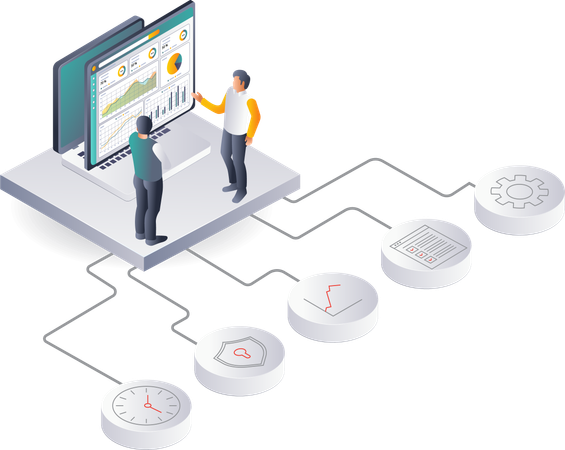 Analyzing Business Development Insights and Trends  Illustration