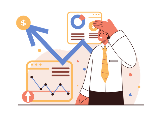 Analyzing business growth  Illustration