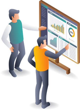 Analyzing Business Growth Trends Team Approaches  Illustration