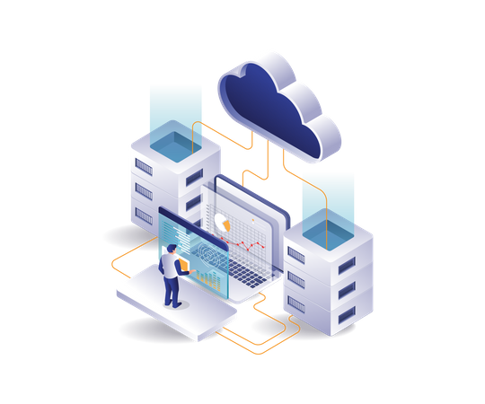 Analyzing cloud server hosting data  Illustration