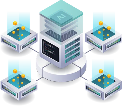 Analyzing Cloud Server Security with AI Technology  Illustration