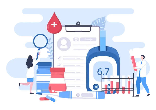 Analyzing diabetic patient report  Illustration