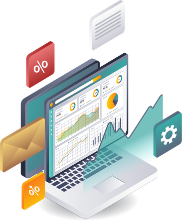 Analyzing Digital Business Growth with Data Computing  Illustration