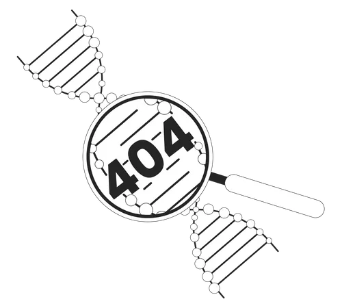 Analyzing dna material through magnifier glass  error 404  Illustration