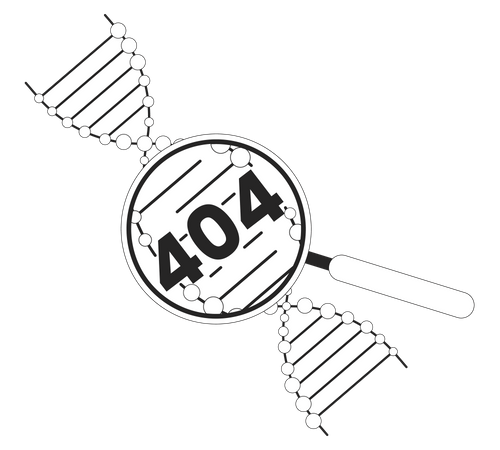 Analyzing dna material through magnifier glass  error 404  Illustration