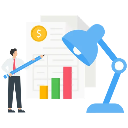 Analyzing financial report  Illustration