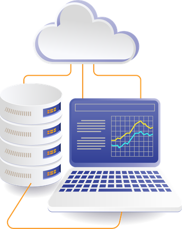 Analyzing technology cloud server data  Illustration