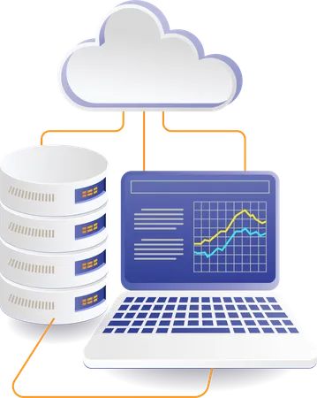 Analyzing technology cloud server data  Illustration