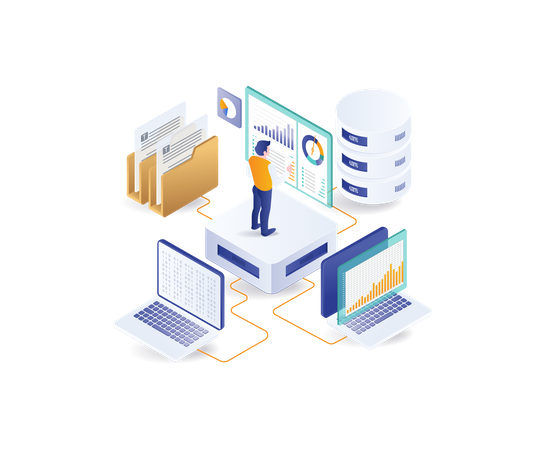 Analyzing the security of the company's central data servers  Illustration