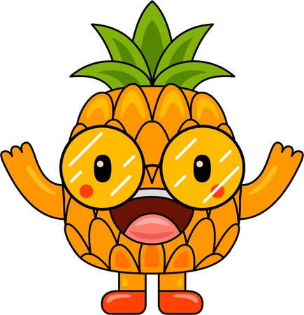 Ananas-Maskottchen springt in die Luft  Illustration