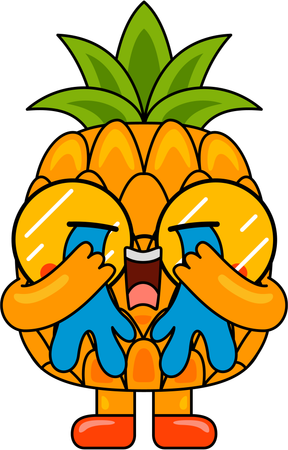 Ananas-Maskottchen weint  Illustration