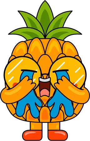 Ananas-Maskottchen weint  Illustration