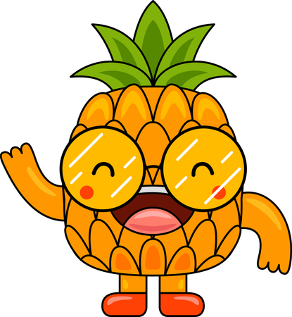 Ananas-Maskottchen winkende Hand  Illustration