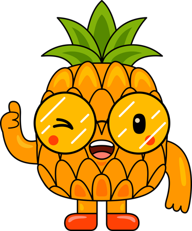 Ananas-Maskottchen zeigt Daumen hoch  Illustration