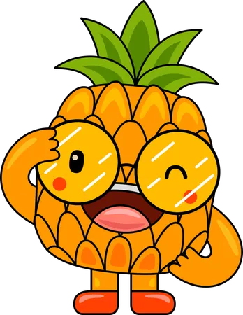 Ananas-Maskottchen zwinkert mit Auge  Illustration